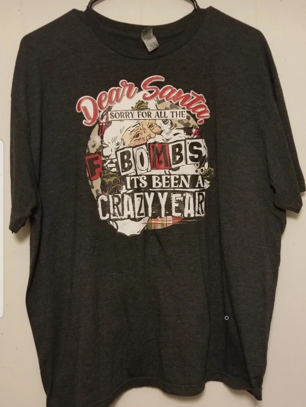 Dear Santa F Bombs Graphic Tee - Dark Gray Unisex Size XL